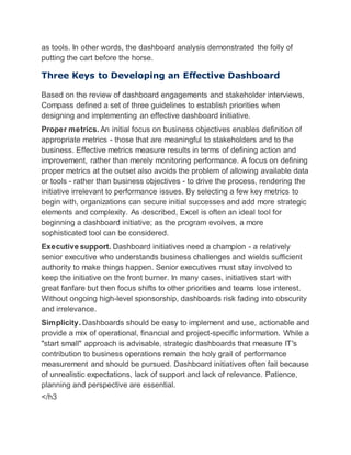 Key Success Factors for a Performance Dashboard | PDF