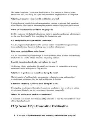 Key Techniques and Skills Gained Through AIOps Foundation Certification ...