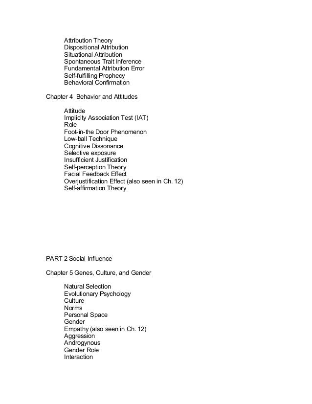 Key Terms For Social Psychology