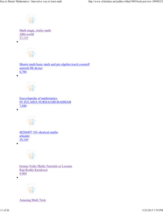 Key to master mathematics innovative way to learn math | PDF