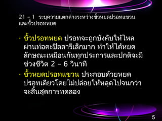 21 – 1 ระบุความแตกต่างระหว่างขั้วหยดปรอทแขวน
และขั้วปรอทหยด
• ขั้วปรอทหยด ปรอทจะถูกบังคับให้ไหล
ผ่านท่อคะปิลลารีเล็กมาก ทำาให้ได้หยด
ลักษณะเหมือนกันทุกประการและปกติจะมี
ช่วงชีวิต 2 – 6 วินาที
• ขั้วหยดปรอทแขวน ประกอบด้วยหยด
ปรอทเดียวโดยไม่ปล่อยให้หลุดไปจนกว่า
จะสิ้นสุดการทดลอง
5
 