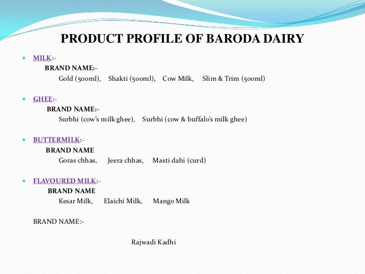presetaton on baroda dairy