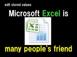 edit stored values

  Microsoft Excel is



many people's friend
 