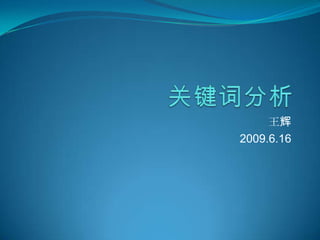 关键词分析 王辉 2009.6.16 