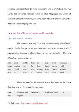 How keywords and reserved words differ? | PDF