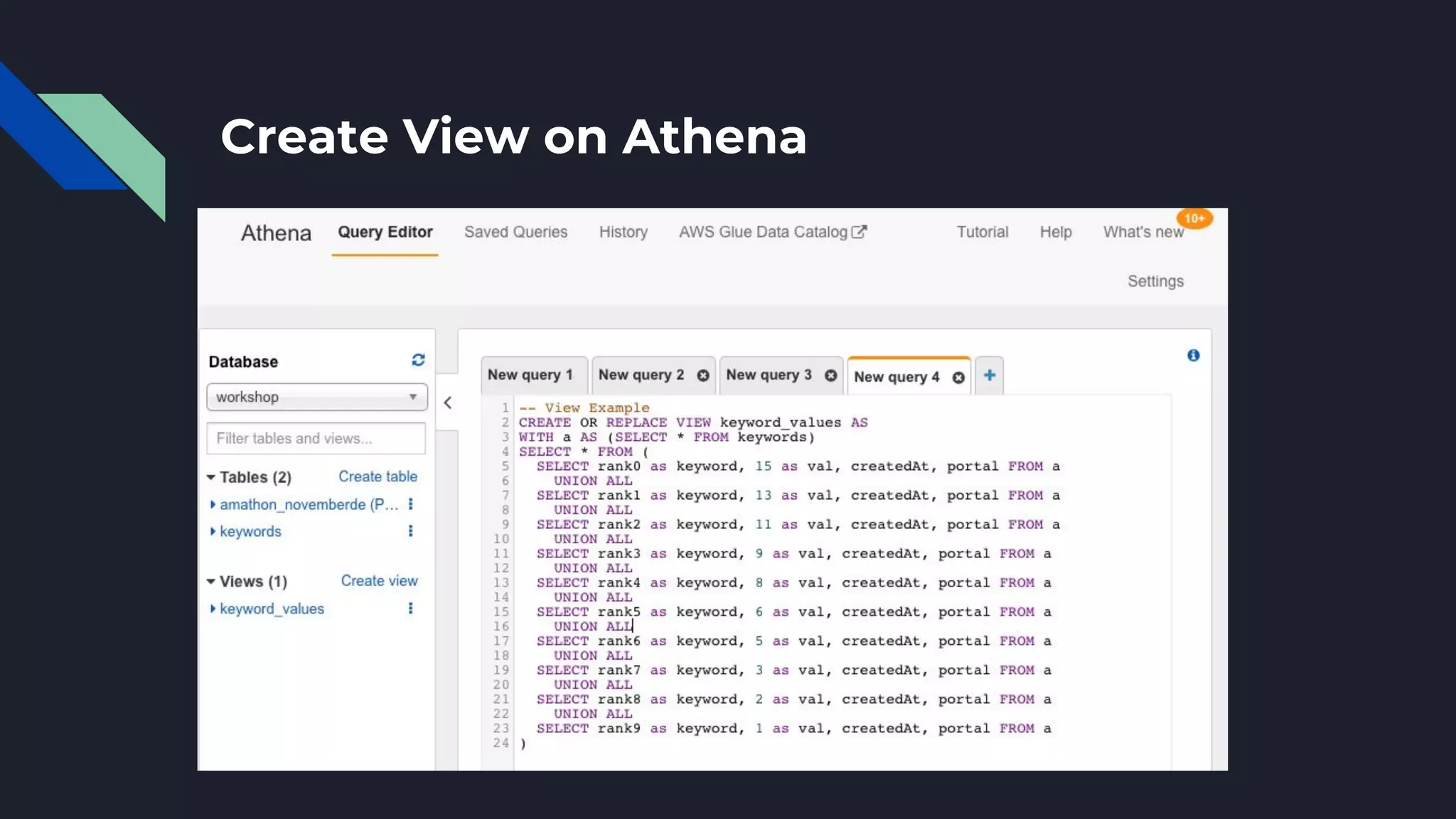 Create View on Athena
 