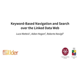 Keyword-Based Navigation and Search
over the Linked Data Web
Luca Matteis1, Aidan Hogan2, Roberto Navigli1
1 Sapienza University
of Rome
2 University of
Chile
 