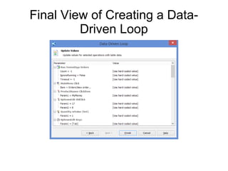 Final View of Creating a Data-
Driven Loop