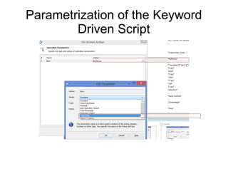 Parametrization of the Keyword
Driven Script