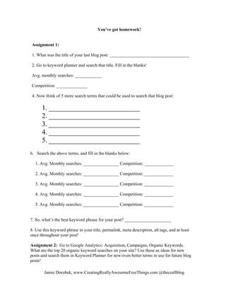Blog Homework Examples Keyword planner homework | PDF