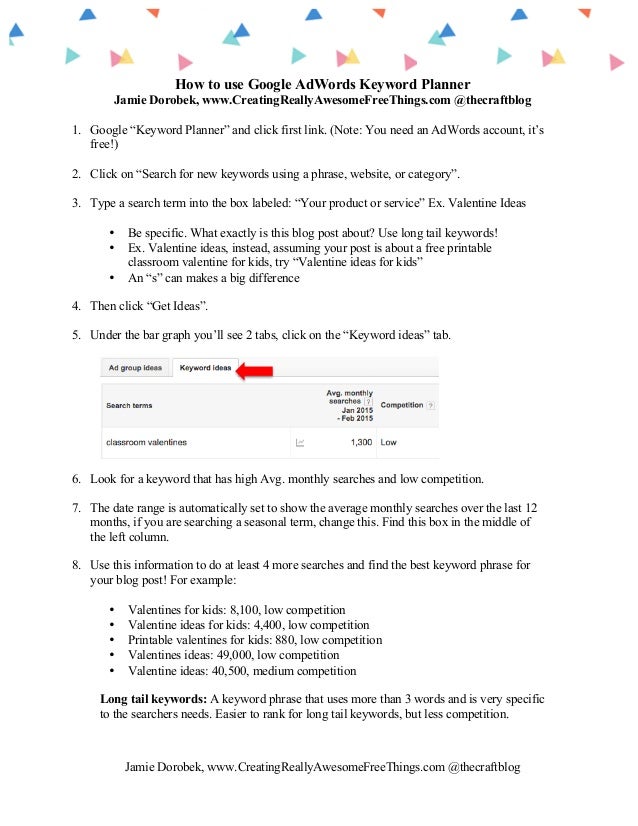 Keyword Planner Homework Keyword Planner Homework