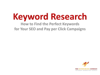 Keyword Research How to Find the Perfect Keywordsfor Your SEO and Pay per Click Campaigns 