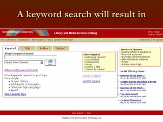 A keyword search will result in 
