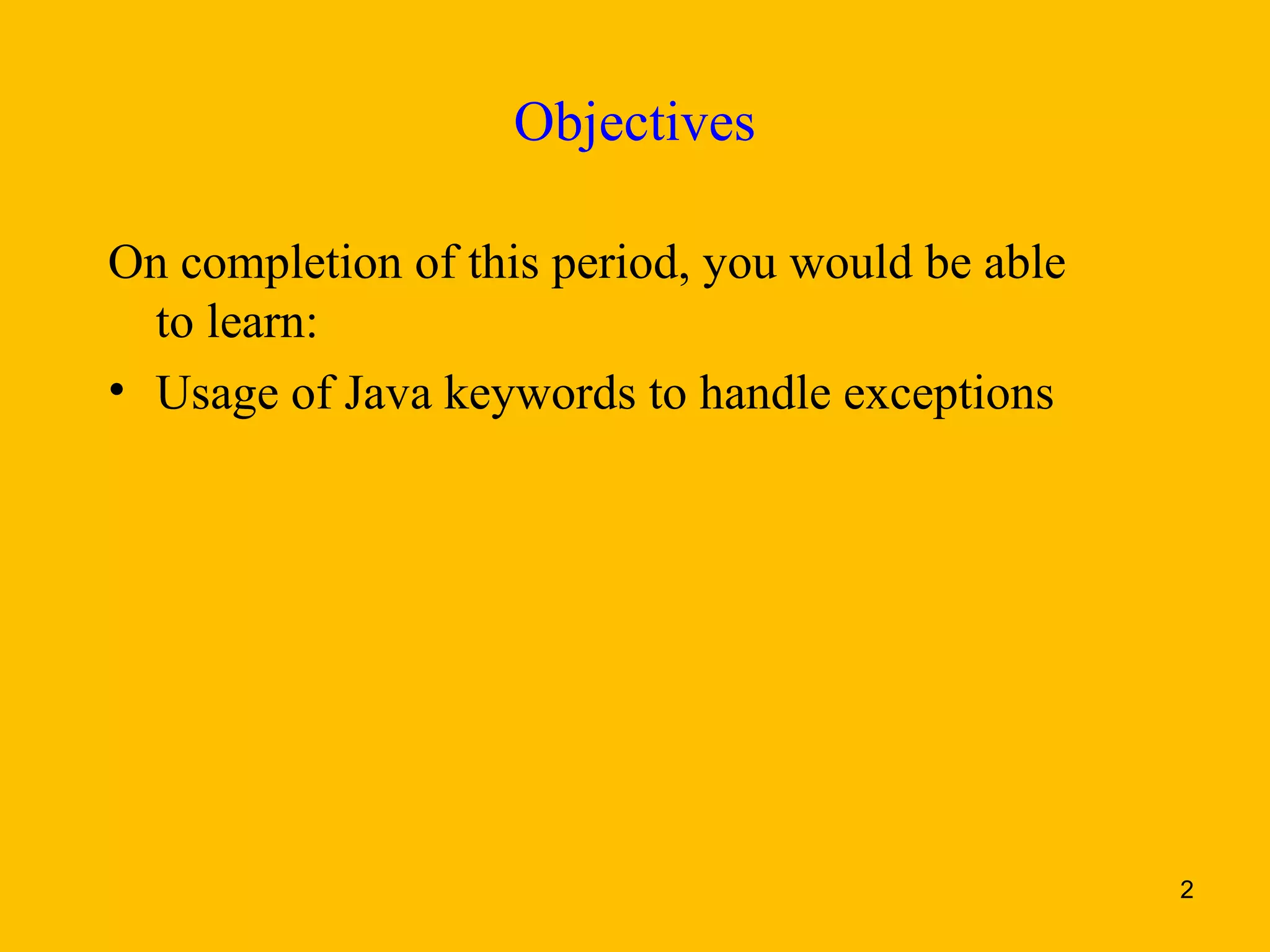 Keywords for exceptions 44