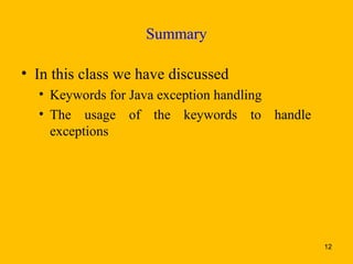 Keywords for exceptions.44