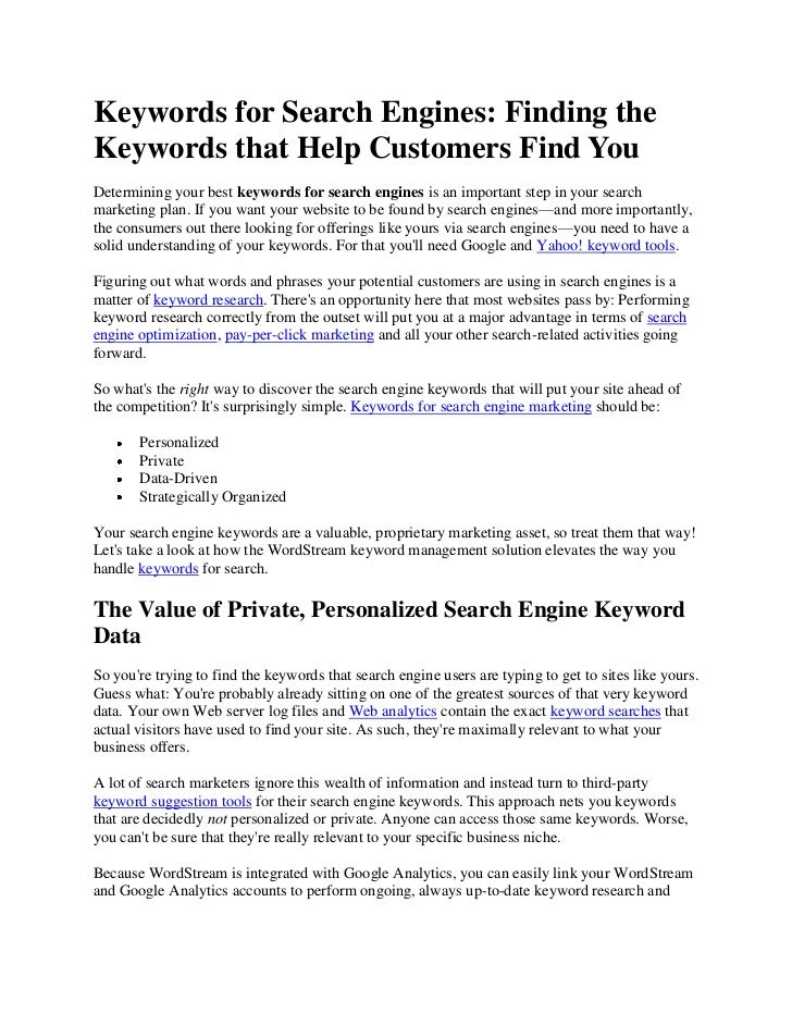 Keywords For Search Engines