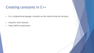 Keywords, identifiers ,datatypes in C++ | PDF