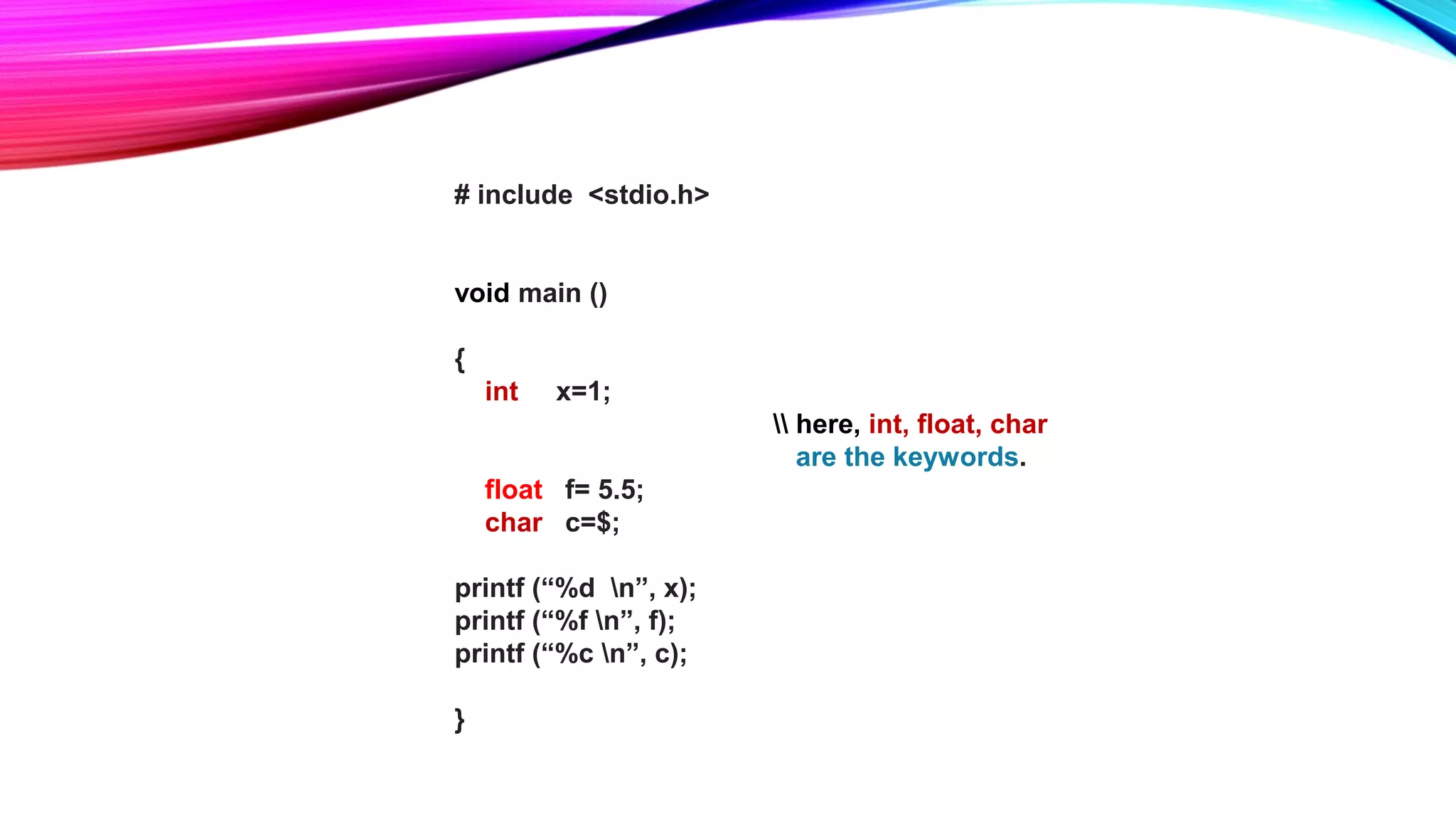Keywords in c language | PPTX