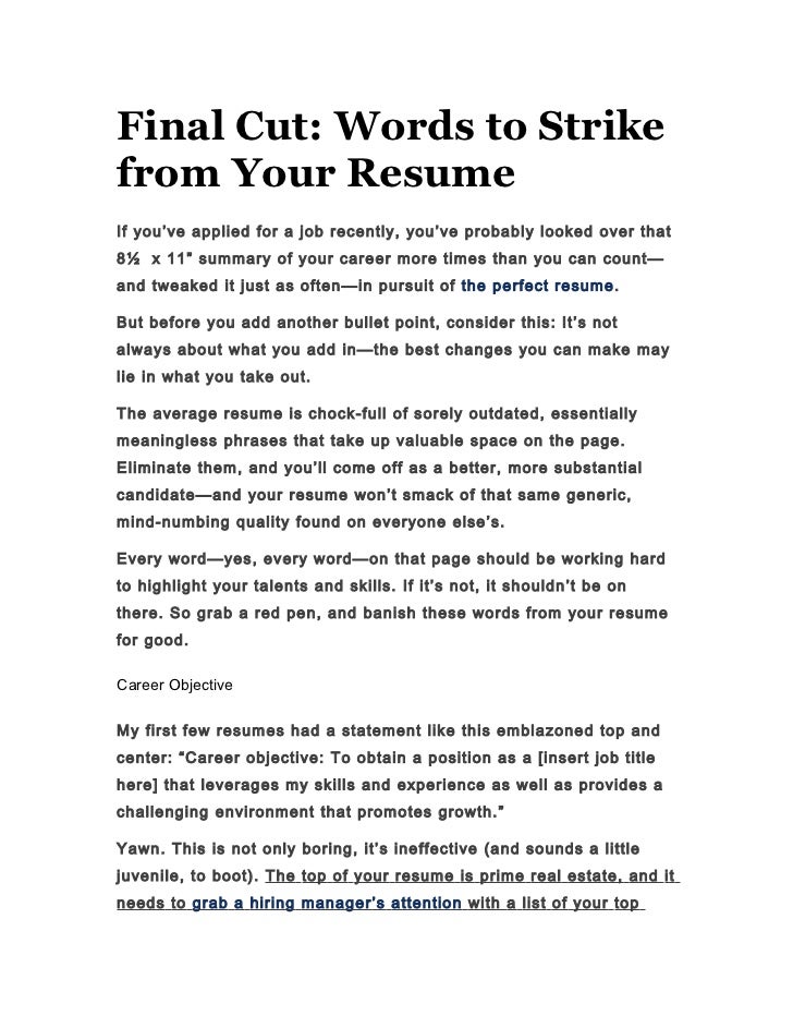 resume writing words to use