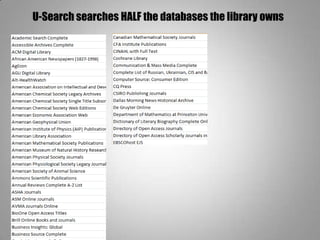 U-Search searches HALF the databases the library owns
 