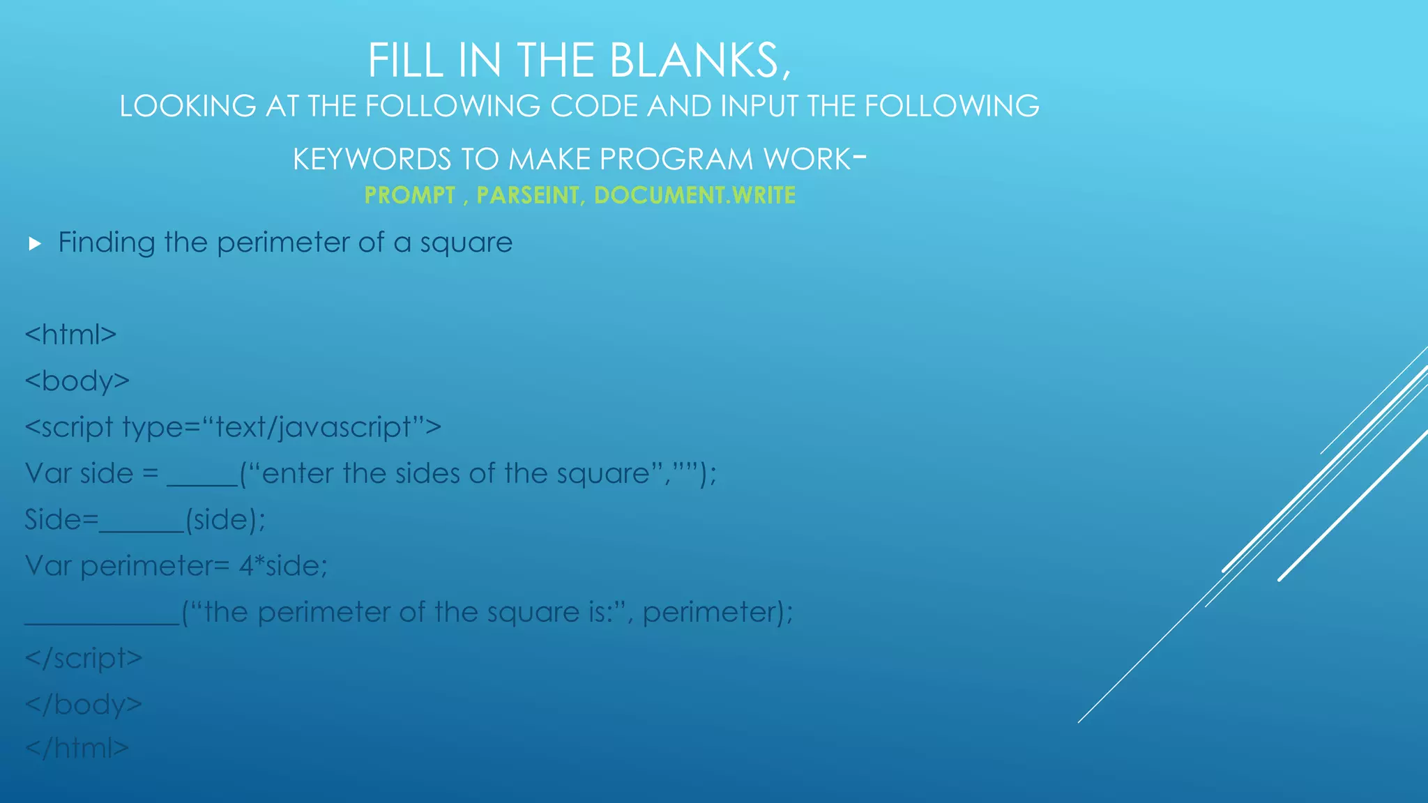 Keywords used in javascript | PPT
