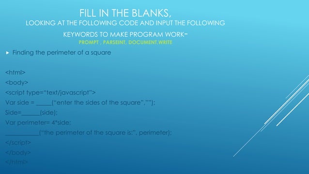 Keywords used in javascript | PPT