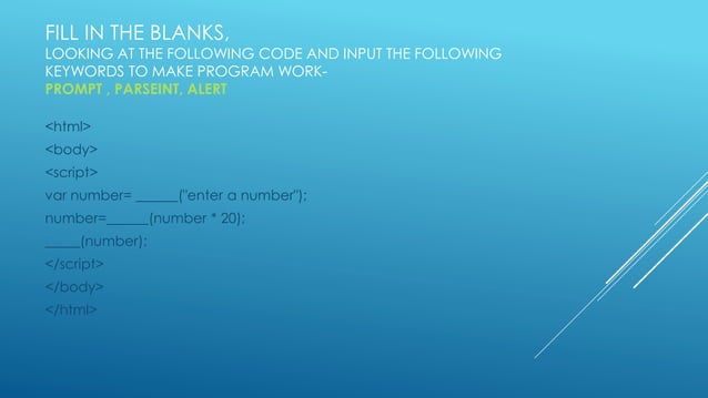 Keywords used in javascript | PPT