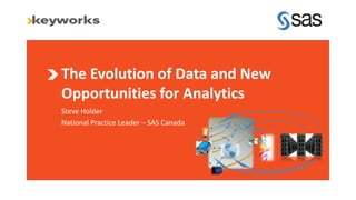 The Evolution of Data and New
Opportunities for Analytics
Steve Holder
National Practice Leader – SAS Canada
 