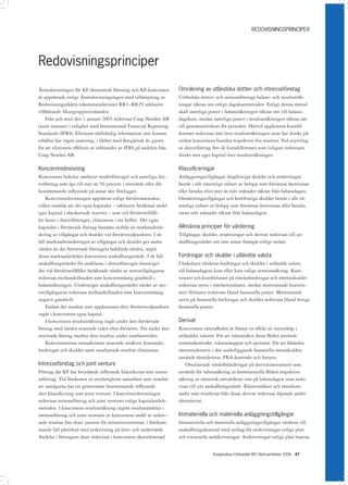 REDOVISNINGSPRINCIPER




Redovisningsprinciper
Årsredovisningen för KF ekonomisk förening och KF-koncernen            Omräkning av utländska dotter- och intresseföretag
är upprättade enligt Årsredovisningslagen med tillämpning av           Utländska dotter- och intresseföretags balans- och resultaträk-
Redovisningsrådets rekommendationer RR1–RR29 inklusive                 ningar räknas om enligt dagskursmetoden. Enligt denna metod
tillhörande Akutgruppsuttalanden.                                      skall samtliga poster i balansräkningen räknas om till balans-
    Från och med den 1 januari 2005 redovisar Coop Norden AB           dagskurs, medan samtliga poster i resultaträkningen räknas om
(joint venture) i enlighet med International Financial Reporting       till genomsnittskurs för perioden. Härvid uppkomna kursdif-
Standards (IFRS). Eftersom nödvändig information inte kunnat           ferenser redovisas inte över resultaträkningen utan har direkt på-
erhållas har ingen justering, i likhet med föregående år, gjorts       verkat koncernens bundna respektive fria reserver. Vid avyttring
för att eliminera effekten av införandet av IFRS på andelen från       av dotterföretag förs de kursdifferenser som tidigare redovisats
Coop Norden AB.                                                        direkt mot eget kapital över resultaträkningen.

Koncernredovisning                                                     Klassificeringar
Koncernens bokslut omfattar moderföretaget och samtliga dot-           Anläggningstillgångar, långfristiga skulder och avsättningar
terföretag som ägs till mer än 50 procent i röstvärde eller där        består i allt väsentligt enbart av belopp som förväntas återvinnas
bestämmande inflytande på annat sätt föreligger.                       eller betalas efter mer än tolv månader räknat från balansdagen.
    Koncernredovisningen upprättas enligt förvärvsmetoden,             Omsättningstillgångar och kortfristiga skulder består i allt vä-
vilket innebär att det egna kapitalet – inklusive beräknad andel       sentligt enbart av belopp som förväntas återvinnas eller betalas
eget kapital i obeskattade reserver – som vid förvärvstillfäl-         inom tolv månader räknat från balansdagen.
let fanns i dotterföretaget, elimineras i sin helhet. Det egna
kapitalet i förvärvade företag bestäms utifrån en marknadsvär-         Allmänna principer för värdering
dering av tillgångar och skulder vid förvärvstidpunkten. I de          Tillgångar, skulder, avsättningar och derivat redovisas till an-
fall marknadsvärderingen av tillgångar och skulder ger andra           skaffningsvärdet om inte annat framgår enligt nedan.
värden än det förvärvade företagets bokförda värden, utgör
dessa marknadsvärden koncernens anskaffningsvärde. I de fall           Fordringar och skulder i utländsk valuta
anskaffningsvärdet för andelarna i dotterföretaget överstiger          I bokslutet värderas fordringar och skulder i utländsk valuta
det vid förvärvstillfället beräknade värdet av nettotillgångarna       till balansdagens kurs eller kurs enligt terminssäkring. Kurs-
redovisas mellanskillnaden som koncernmässig goodwill i                vinster och kursförluster på rörelsefordringar och rörelseskulder
balansräkningen. Understiger anskaffningsvärdet värdet av net-         redovisas netto i rörelseresultatet, medan motsvarande kursvin-
totillgångarna redovisas mellanskillnaden som koncernmässig            ster/-förluster redovisas bland finansiella poster. Motsvarande
negativ goodwill.                                                      netto på finansiella fordringar och skulder redovisas bland övriga
    Endast det resultat som uppkommit efter förvärvstidpunkten         finansiella poster.
ingår i koncernens egna kapital.
    I koncernens resultaträkning ingår under året förvärvade           Derivat
företag med värden avseende tiden efter förvärvet. För under året      Koncernens valutaflöden är främst en effekt av varuinköp i
avyttrade företag medtas dess resultat under innehavstiden.            utländska valutor. För att valutasäkra dessa flöden används
    Koncerninterna transaktioner avseende intäkter, kostnader,         terminskontrakt, valutaswappar och optioner. För att förändra
fordringar och skulder samt orealiserade resultat elimineras.          räntestrukturen i den underliggande finansiella nettoskulden
                                                                       används räntederivat, FRA-kontrakt och futures.
Intresseföretag och joint venture                                          Orealiserade värdeförändringar på derivatinstrument som
Företag där KF har betydande inflytande klassificeras som intres-      används för valutasäkring av kommersiella flöden respektive
seföretag. Vid förekomst av avtalsreglerat samarbete som innebär       säkring av ränterisk omvärderas inte på balansdagen utan redo-
att samägarna har ett gemensamt bestämmande inflytande                 visas till sitt anskaffningsvärde. Ränteintäkter och räntekost-
sker klassificering som joint venture. I koncernredovisningen          nader som resulterar från dessa derivat redovisas löpande under
redovisas intresseföretag och joint ventures enligt kapitalandels-     räntenettot.
metoden. I koncernens resultaträkning utgörs resultatandelar i
intresseföretag och joint ventures av koncernens andel av redovi-      Immateriella och materiella anläggningstillgångar
sade resultat före skatt justerat för minoritetsintresse, i förekom-   Immateriella och materiella anläggningstillgångar värderas till
mande fall påverkad med avskrivning på över- och undervärde.           anskaffningskostnad med avdrag för avskrivningar enligt plan
Andelar i företagens skatt redovisas i koncernens skattekostnad.       och eventuella nedskrivningar. Avskrivningar enligt plan baseras


                                                                                        Kooperativa Förbundet (KF) Verksamheten 2006 47
 