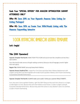 $100k Amazon Product Optimization Listing Template | PDF