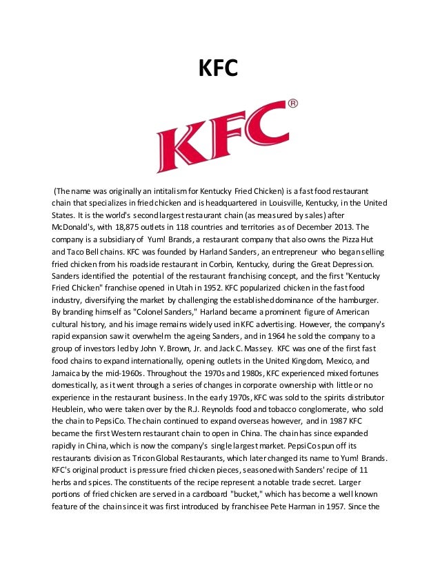 Write business report kfc
