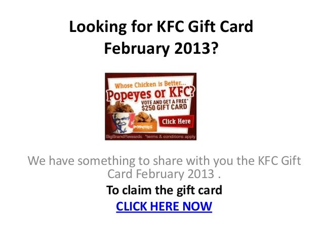Kfc Gift Card February 2013
