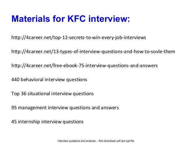 kfc questions coursework sample february 2019 1779 words situational job interview questions