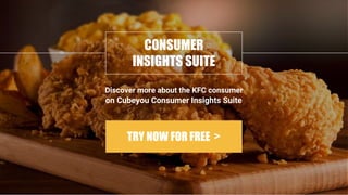 CONSUMER
INSIGHTS SUITE
Discover more about the KFC consumer
TRY NOW FOR FREE >
on Cubeyou Consumer Insights Suite
 