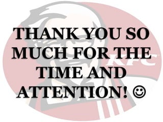 THANK YOU SO
MUCH FOR THE
TIME AND
ATTENTION! 
 