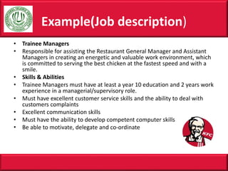 Kfc Roles KFC Management | PPTX