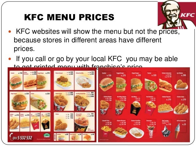 Kfc Menu