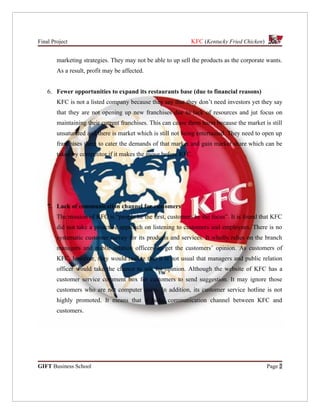 kfc nature of business