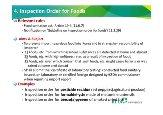 KFDA Policy on Food Safety Control for Imported Foods_2012 | PDF