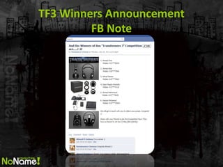 TF3 Winners Announcement
         FB Note
 