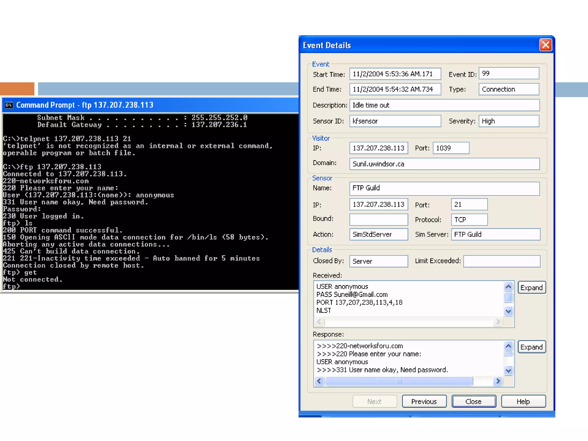 Test 1: FTP emulation
 