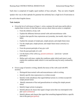 Instructional Design Plan - Moodle Verb Tense Tutorial