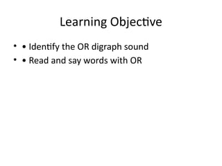 Mastering the OR Digraph Sound with Engaging Activities and Qatar ...