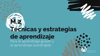 M.2
Técnicas y estrategias
de aprendizaje
Para el aprendizaje guiado y
el aprendizaje autodirigido.
Volkswagen Group
Academy Mexico
 