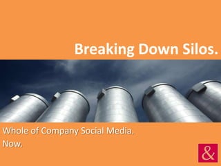 Breaking Down Silos.



Whole of Company Social Media.
Now.
 