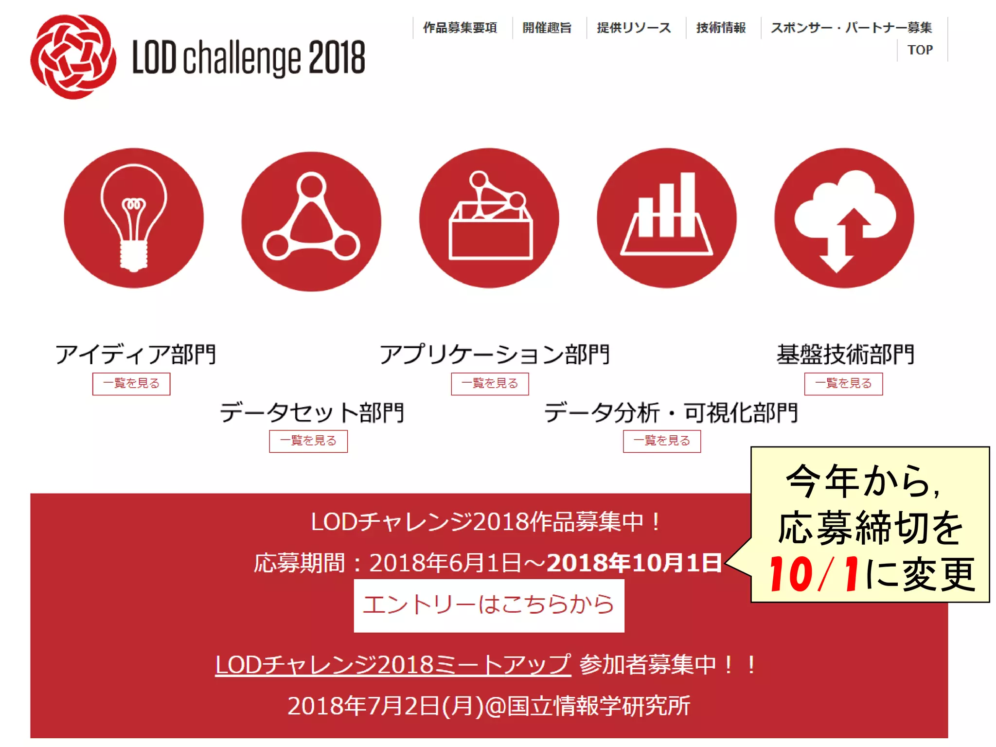 今年から，
応募締切を
10/1に変更
 