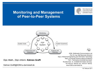 Monitoring and Management  of Peer-to-Peer Systems 
