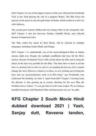Kgf chapter 2’ teaser rocky | PDF