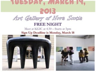 Tuesday, March 19,
      2013
    Meet at KGIC at 4:30 – Starts at 5pm
  Sign Up Deadline is Monday, March 18
 