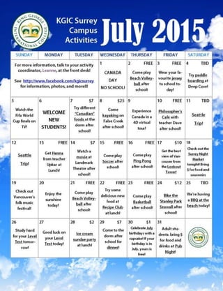 KGIC Surrey - July 2015 Activities